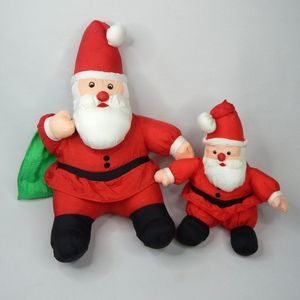 Vtg Set 2 Nylon Santa Claus Plush International Silver Co. Christmas 15" & 9"